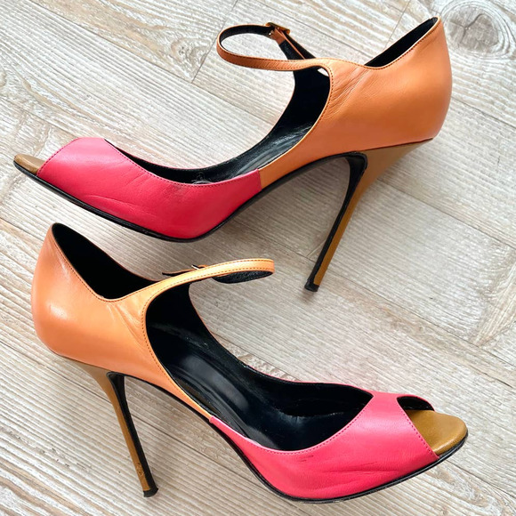 Pierre Hardy Colorblock Peep Toe Stiletto Pumps | Size 38 - Picture 2 of 11
